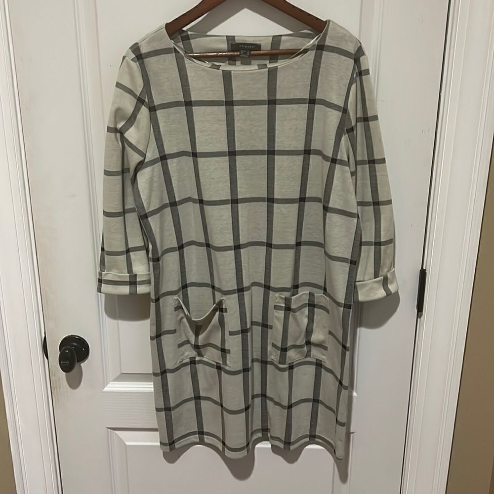 Primark off white with gray plaid pattern dress or tunic